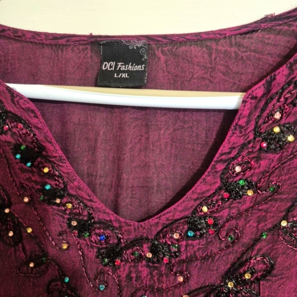 DCI Fashion Women's Beaded Magenta Boho Blouse. 24ptp - Picture 3 of 5